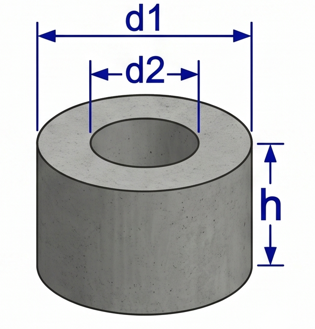 Hollow circular concrete tube diagram